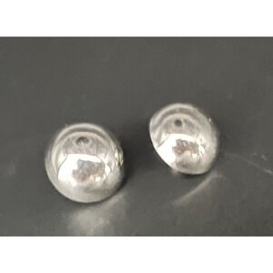 Vtg MCM Designer Signed Crown Trifari Silver Plated Button Style Clip Earrings